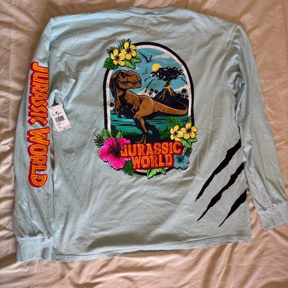 NWT L/Large Universal Studios Jurassic World Blue Long Sleeve Women's T-Shirt - Picture 2 of 7